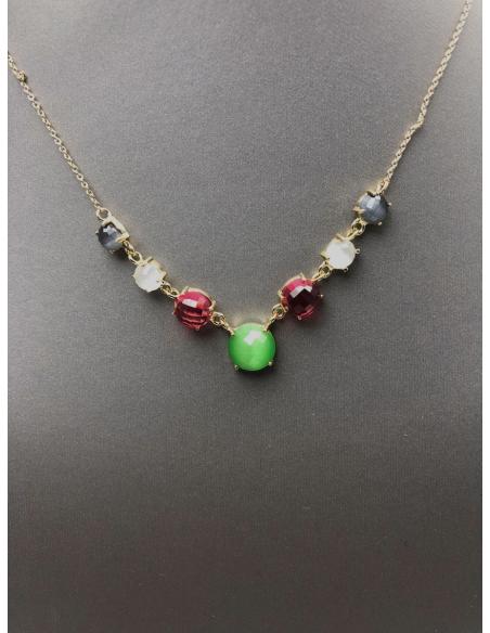 COLLARES MUJER ORO CHAPADO COMBINADO CON VERDE