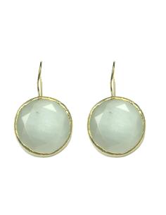 PENDIENTES MUJER CON BAÑO DE ORO Y PIEDRA BLANCA NATURAL