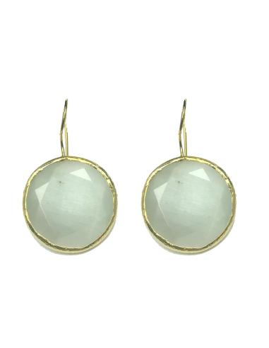 PENDIENTES MUJER CON BAÑO DE ORO Y PIEDRA BLANCA NATURAL