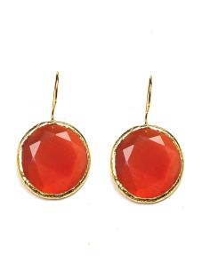 producto PENDIENTES MUJER CON BAÑO DE ORO Y PIEDRA NARANJA NATURAL