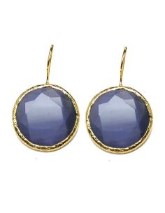 PENDIENTES MUJER CON BAÑO DE ORO Y PIEDRA MORADA NATURAL