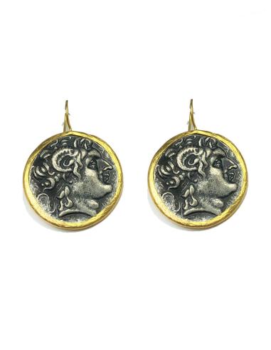 PENDIENTES DE MONEDAS ANTIGUAS CON BAÑO DE ORO, SON DIVINOS