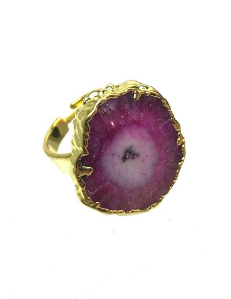 ANILLOS MUJER FUCSIA-BUGAMBILIA, PRECIOSA PIEDRA NATURAL AGATA