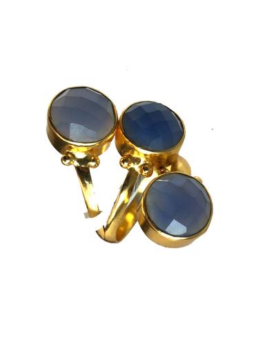 ANILLOS MUJER AZULES CON BAÑO DE ORO Y PIEDRAS NATURALES
