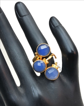 ANILLOS MUJER AZULES CON BAÑO DE ORO Y PIEDRAS NATURALES 2