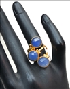 ANILLOS MUJER AZULES CON BAÑO DE ORO Y PIEDRAS NATURALES