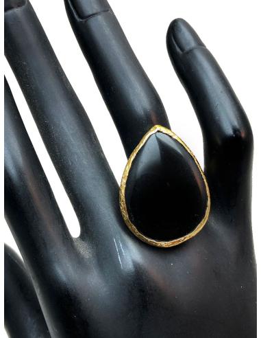 ANILLOS MUJER GRANDES CON PIEDRA NEGRA ONIX