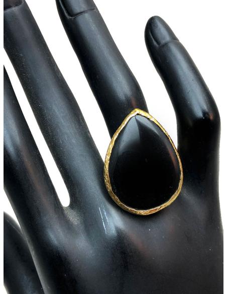 ANILLOS MUJER GRANDES CON PIEDRA NEGRA ONIX