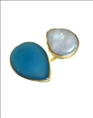 ANILLOS MUJER GRANDES PERLA BARROCA Y PIEDRA AZUL NATURAL