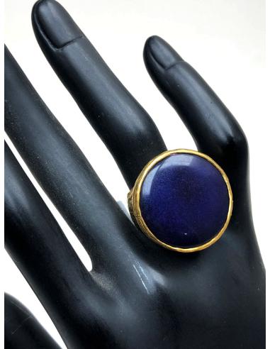 ANILLOS MUJER GRANDES MORADOS CON BAÑO DE ORO Y PIEDRA NATURAL