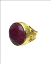 ANILLOS MUJER GRANDES GRANATES CON BAÑO DE ORO Y PIEDRA NATURAL