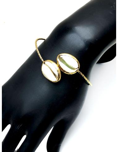 PULSERAS MUJER CON BAÑO DE ORO Y CONCHAS NATURALES DE MAR