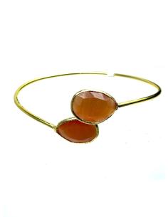 PULSERAS MUJER BAÑO DE ORO CON PIEDRAS NATURALES NARANJAS