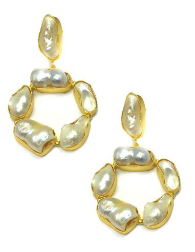 PENDIENTES MUJER LARGOS DE ARO ESTILO BARROCO CON PERLAS
