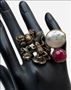 ANILLOS MUJER GRANDES Y ORIGINALES, ESPECTACULAR DISEÑO DE BUHO Y RANA CON PIEDRAS NATURALES,UNICO