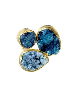 ANILLO AZULES PIEDRAS DRUSAS