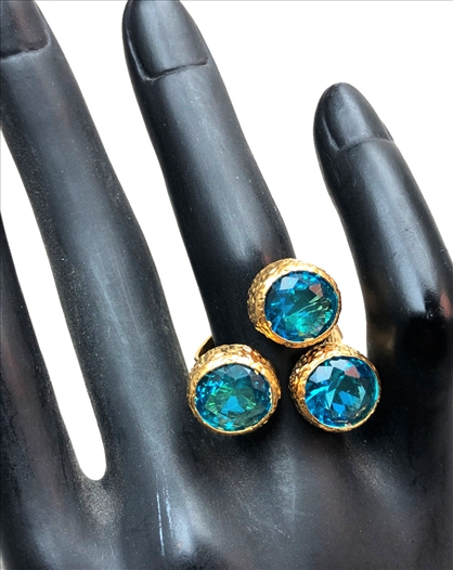 ANILLOS MUJER AZULES CON BAÑO DE ORO,...