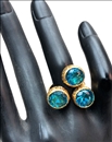 ANILLOS MUJER AZULES CON BAÑO DE ORO, AGUA MARINA INTENSO