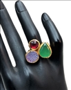 ANILLOS MUJER DE PIEDRAS NATURALES CON DRUSAS, PRECIOSO TRIO DE COLOR