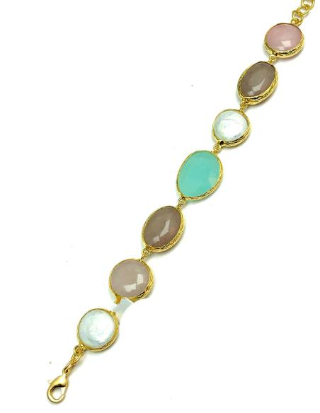 PULSERAS DE PIEDRAS ALTA BISUTERIA TRABAJO ARTESANAL CON BAÑO DE ORO