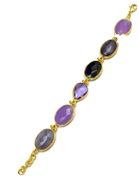PULSERAS MORADAS ALTA BISUTERIA TRABAJO ARTESANAL CON BAÑO DE ORO