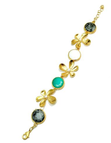 PULSERAS BAÑO DE ORO Y PIEDRAS NATURALES, TRABAJO ARTESANAL