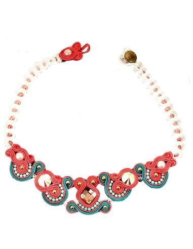 COLLARES MUJER BISUTERIA CORTOS CORAL Y VERDE IDEALES PARA BODAS