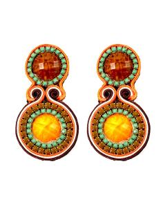 PENDIENTES FLAMENCA GRANDES VERDES Y NARANJAS IDEALES PARA SU TRAJE