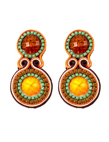 PENDIENTES FLAMENCA GRANDES VERDES Y NARANJAS IDEALES PARA SU TRAJE