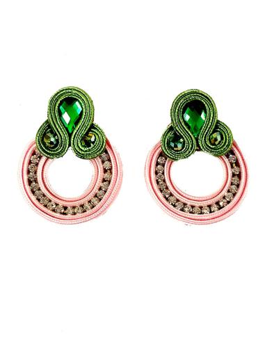 PENDIENTES DE AROS FLAMENCA ROSAS CON ARO QUEDAN FANTASTICOS