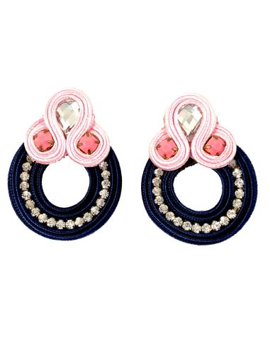 PENDIENTES DE FLAMENCA AROS ROSAS Y AZULES CON ARO QUEDAN FANTASTICOS