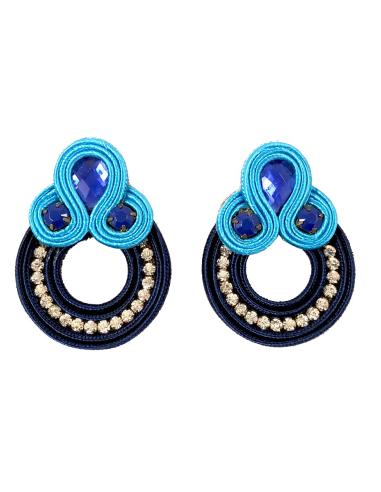 PENDIENTES DE FLAMENCA AZULES CON ARO QUEDAN FANTASTICOS