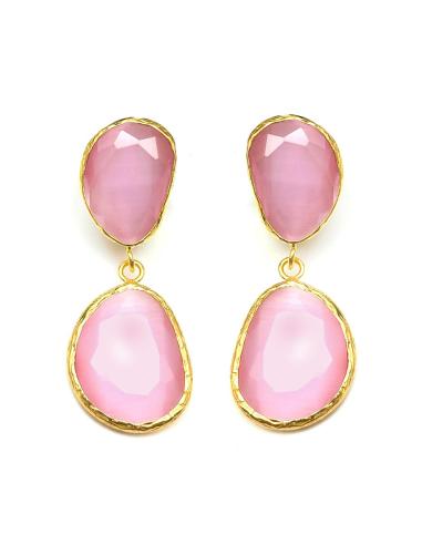 PENDIENTES MUJER DE PIEDRAS NATURALES ROSAS