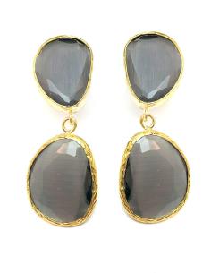 PENDIENTES MUJER DE PIEDRAS NATURALES GRISES