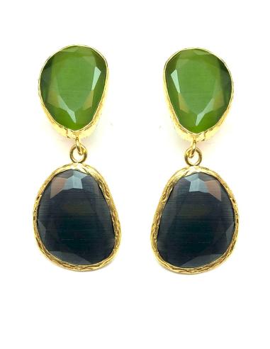 PENDIENTES MUJER DE PIEDRAS NATURALES VERDES Y NEGROS