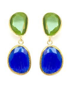 PENDIENTES MUJER VERDES Y AZULES DE PIEDRAS NATURALES