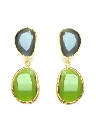 PENDIENTES MUJER GRISES Y VERDES DE PIEDRAS NATURALES