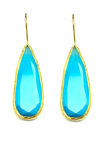 PENDIENTES LAGRIMA DE PIEDRAS NATURALES AZULES TURQUESA