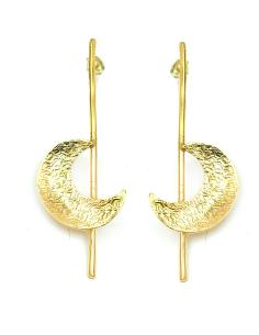 PENDIENTES MUJER ORO BAÑO, LARGOS DECORADOS CON LUNA