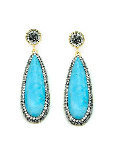 PENDIENTES MUJER LARGOS TURQUESAS, ESPECTACULAR LUZ