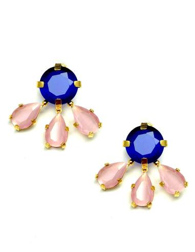 PENDIENTES MUJER AZULONES Y ROSAS MUY ELEGANTES DE PIEDRAS NATURALES QUE ILUMINAN EL ROSTRO