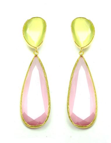 PENDIENTES DE PIEDRAS NATURALES AMARILLOS Y ROSAS