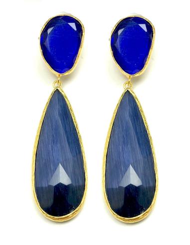 PENDIENTES GRANDES DE PIEDRAS NATURALES AZULES