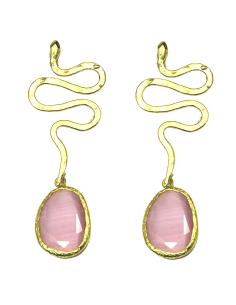 PENDIENTES LARGOS DE PIEDRAS NATURALES ROSAS