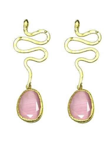 PENDIENTES LARGOS DE PIEDRAS NATURALES ROSAS