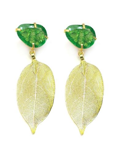 PENDIENTES MUJER LARGOS VERDES ESPECTACULAR COLECCION DE HOJAS NATURALES