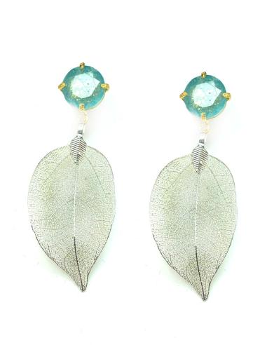 PENDIENTES MUJER LARGOS AZULES ESPECTACULAR COLECCION DE HOJAS NATURALES