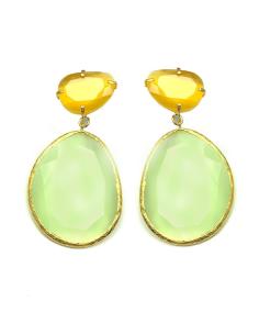 PENDIENTES MUJER LARGOS VERDE AGUA ESPECTACULAR PIEDRA NATURAL  OJO DE GATO