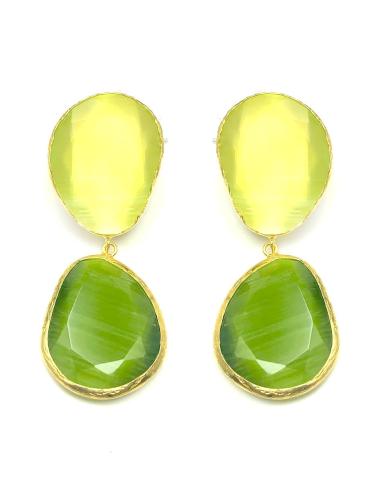 PENDIENTES PIEDRAS NATURALES EN BICOLOR CON VERDE