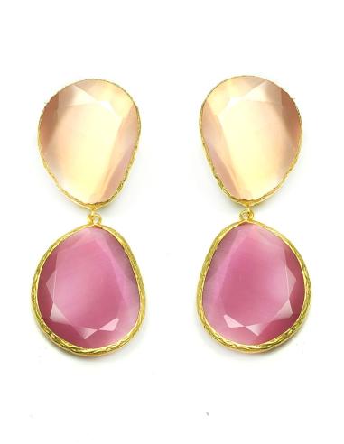 PENDIENTES PIEDRAS NATURALES EN BICOLOR CON ROSA